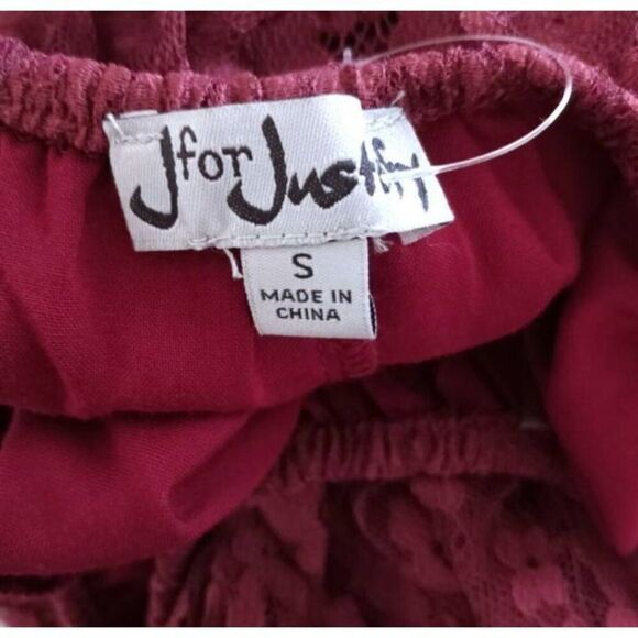 J FOR JUSTIFY BURGUNDY LACE OFF-THE-SHOULDER DRESS SZ.S EUC. - Picture 6 of 8